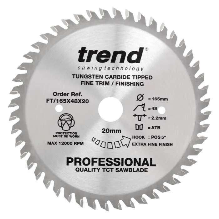 Trend FT/165X48X20 Fine Plunge Saw Blade 165mm x 48T x 20mm