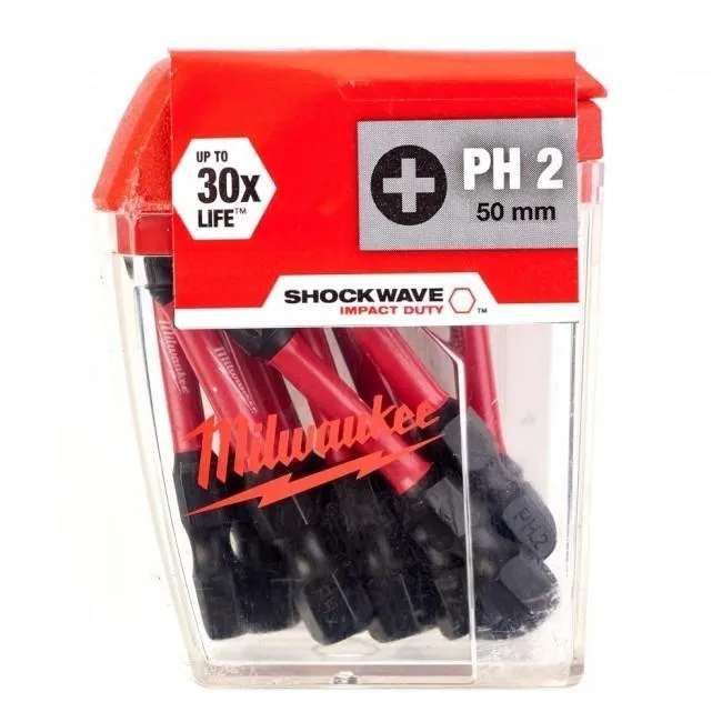 Milwaukee 4932472048 SHOCKWAVE PH2 50mm Screwdriver Bits 10pc