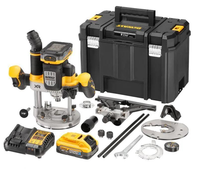 DeWALT DCW620H2-GB 18V XR Brushless 1/2" Plunge Router With 2x 5.0Ah Powerstack Batteries