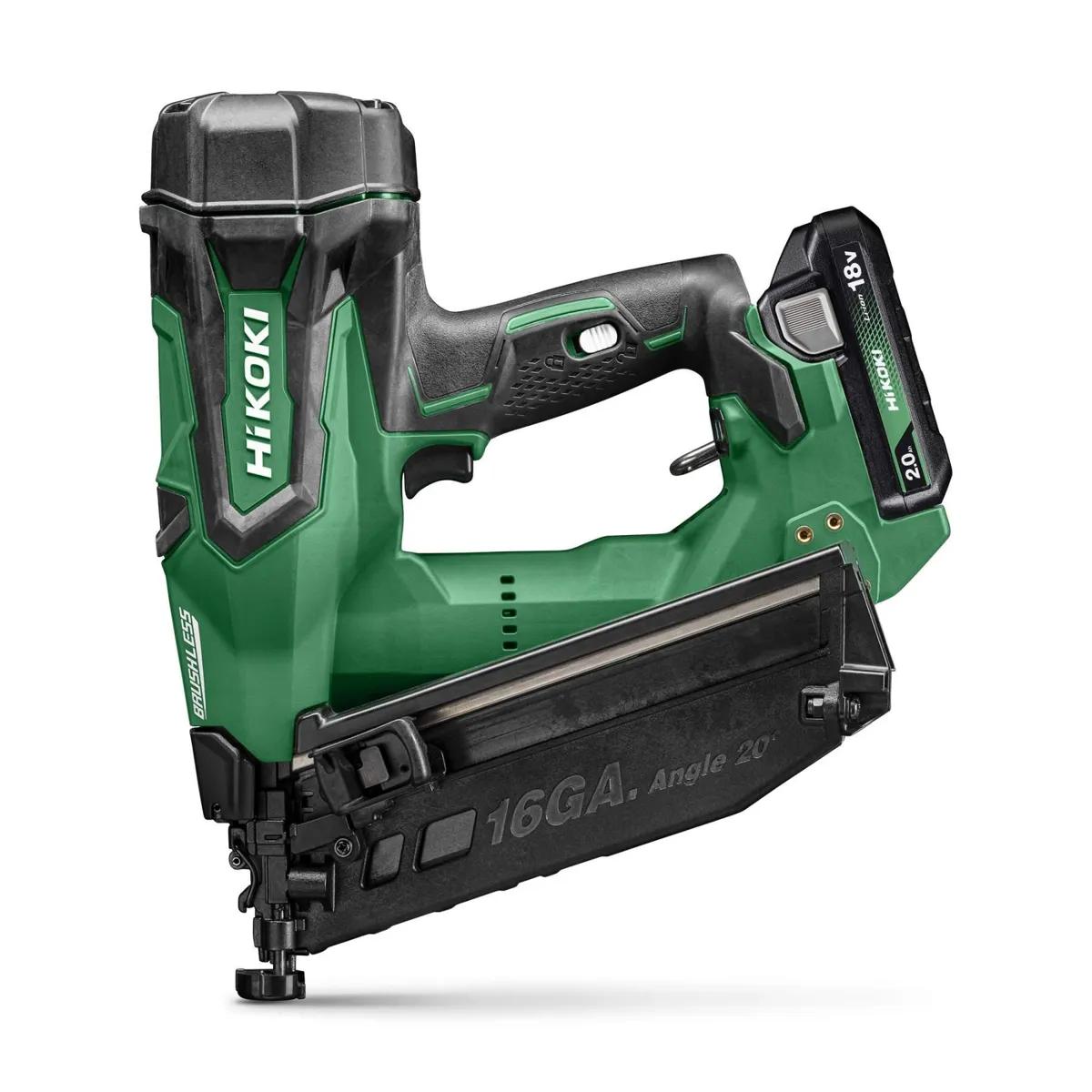 HiKOKI NT1865DMBJYZ 16G Angled Brushless Finish Nailer With 2x 2.0Ah Batteries