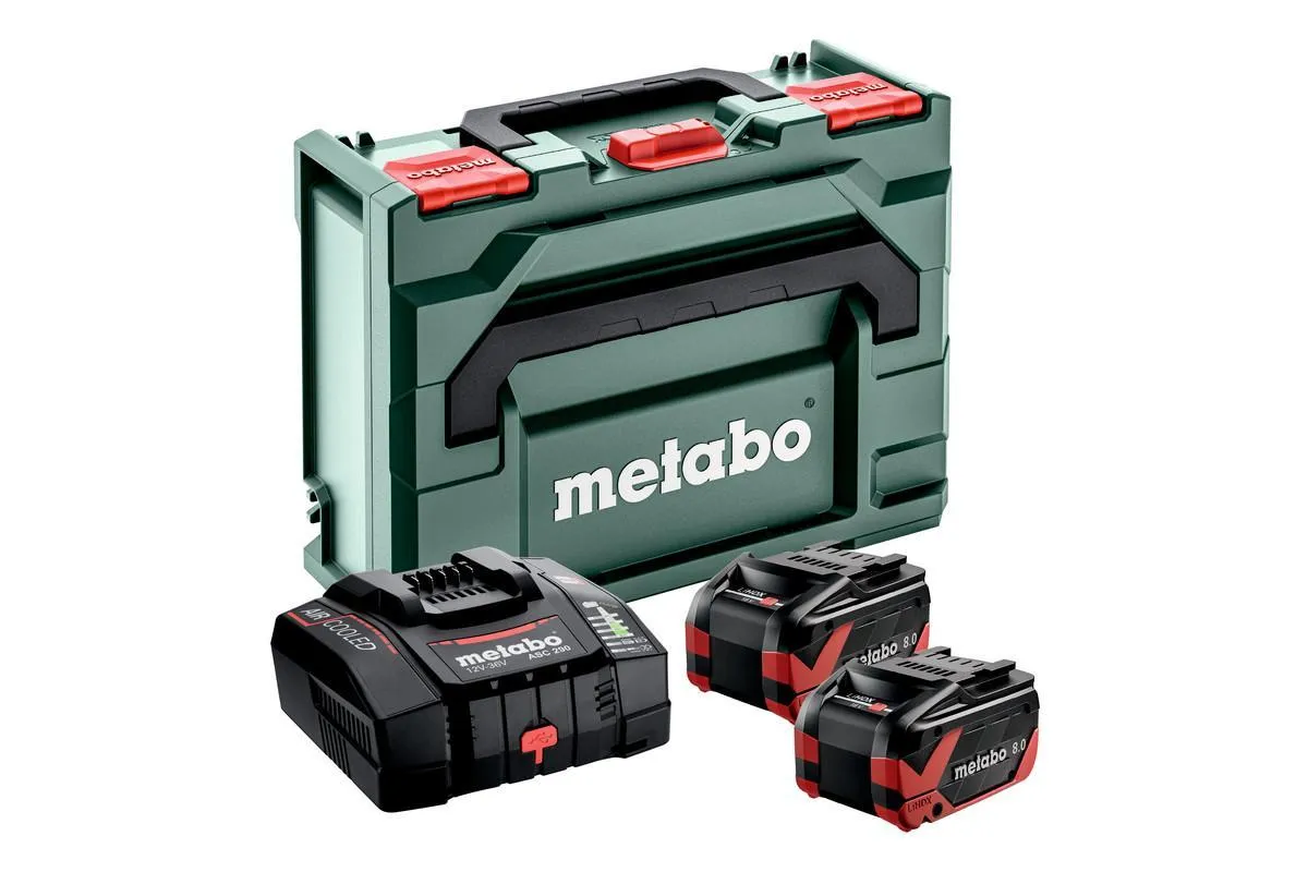 Metabo Basic Set 2x LiHDX 18V 8Ah High-endurance Batteries & ASC 290 Fast Charger