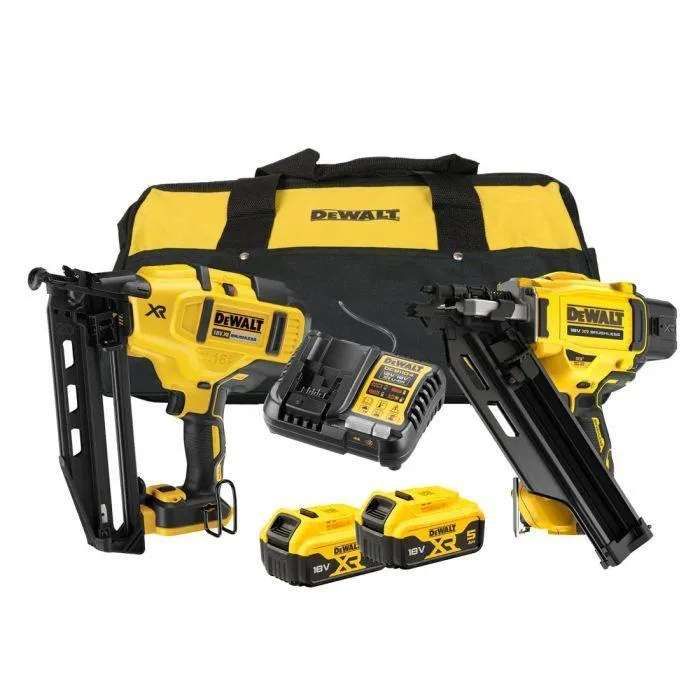DeWalt DCK246P2-GB 18V Brushless Nailer Twin Pack With 2x 5.0Ah Batteries
