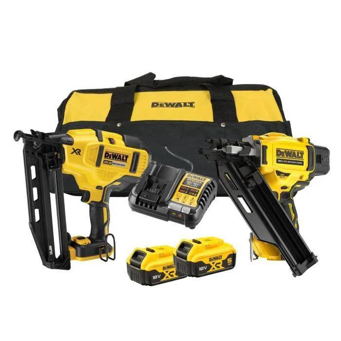 DeWalt DCK246P2-GB 18V Brushless Nailer Twin Pack With 2x 5.0Ah Batteries